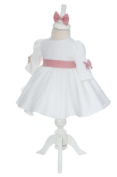 Trusou personalizat cu Ursulet, culoare roz pudrat, Trusou, Rochie cu fundita si Lumanare, REC3240